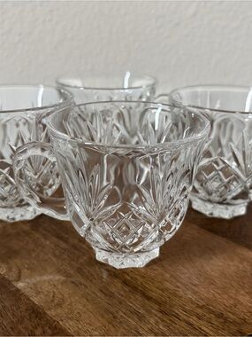 Clear Cut Crystal-Style Glass Mugs/Cups - Set of 4 Czech Republic